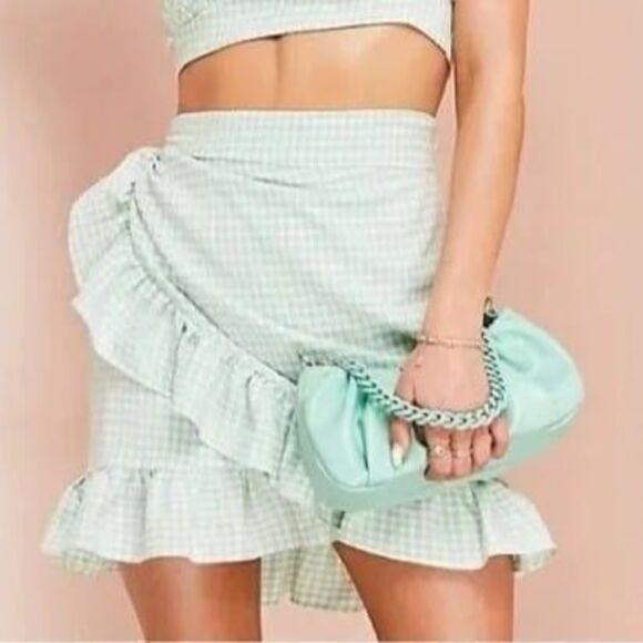 ASOS | ASOS DESIGN | Skirt with Ruffle-Gingham Print | Part of a Set | S… - Picture 2 of 8